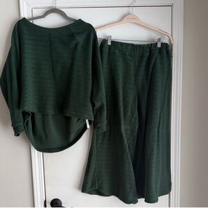 Free People Dark Green Wide Leg Pants & Top Set